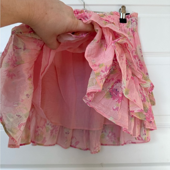 LoveShackFancy Ruffled Mini Skirt Pink Floral Medium - Picture 5 of 6